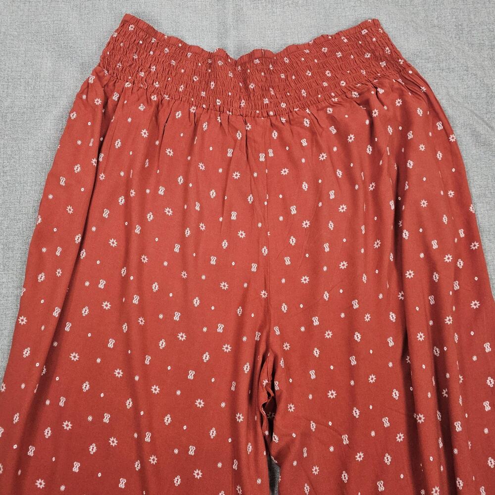 Torrid Pants Women 3T 3X Tall Rust Orange Wide Leg Elastic Waist Boho Geometric - Picture 4 of 12